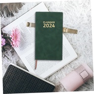 2024 Agenda Book Delicate Planner Notebook Agenda Notepad Notebook for Planning Multifunction Dark G