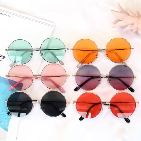 Children's sunglasses metal frame round sunglasses simple anti ultraviolet tide children's glasses