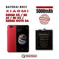Baterai BN31 compatible Xiaomi Redmi 5X / Mi A1  / Mi S2 / Redmi Note 5A Double Power 5000mAh