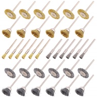 36pcs Mata Bor Sikat Kawat Mangkok Kuningan Mini Grinder Wire Brush T Pen Shaped