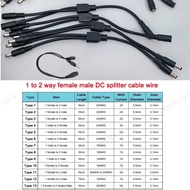 13 types 12v DC Male female Power supply Splitter Adapter to 2 way dual male Female Cable Plug 5.5*2