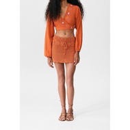PULL & BEAR BOHEMIAN WRAPED LONG SLEEVE BLOUSE