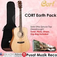 Cort Earth Pack Solid Sitka Top Dreadnought Acoustic Guitar with Bag Acoustic Guitar Package Kapok Gitar Akustik
