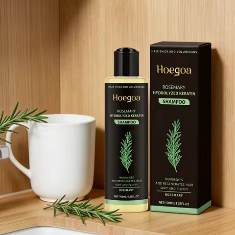 Hoegoa Rosemary Hydrolyzed Keratin Shampoo Gentle Cleaning Deep Moisturizing Reduce Split Ends Repai