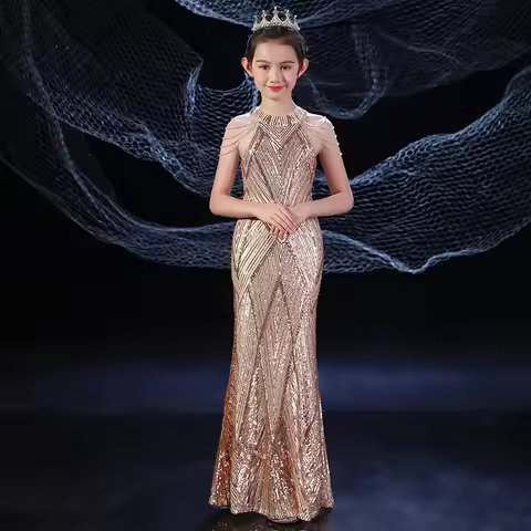 Luxury Children's Princess Dress Shiny Sequined Dress for Girls 2Y 10 12 Years 14 Years Mermaid Eleg