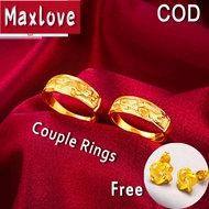 Singapore Ready Stock (1 Pair) 916 Gold Original Ring Men and Women Couple Open Dragon and Phoenix Ring Promise Ring Jewelry Set Men and Women Wedding Rings