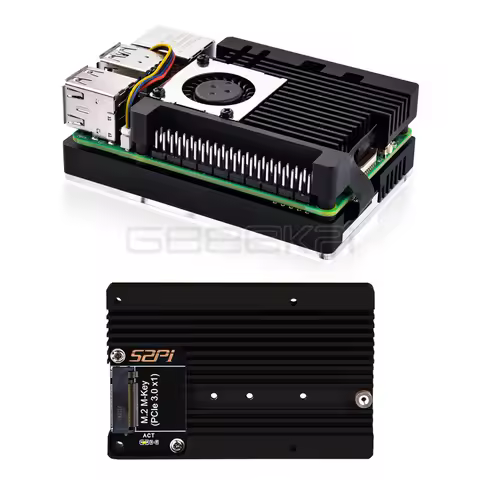 GeeekPi Armor Case with M.2 M-key PCIe3.0 x1 adapter for Raspberry Pi 5 Supports M.2 NVMe SSDs in 22