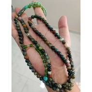 Tasbih batu akik Yaman warna hijau lumut 100% asli saiz 8mm 100biji
