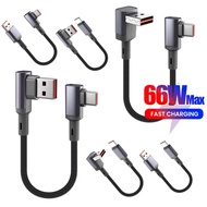 90° Elbow USB Type C Cable 66W 6A USB to Type C Fast Charging Data Cord 0.15M/0.25M/0.5M Short Power