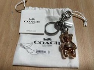 COACH立體泰迪熊造型雙扣環鑰匙圈-玫瑰金色  美國代購購入   全新未拆保證正品