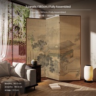 ฉากกั้นห้องสไตล์ยุคเพลง เสริมความงามแบบอาร์ต ผ้าลินิน พร้อมกรอบไม้แอชวอลนัทหรือไอวอรี่ ปรับขนาดได้ตา