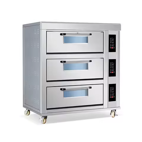 3 Decks 6 Trays Electrical Gas Pie Baking Oven Pizza Oven Complete Bakery Snack Production Line Bagu
