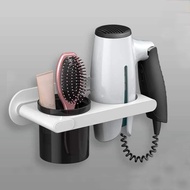 Wall Mounted Hair Dryer Holder Self-Adhesive  Hair Dryer Rack Punch-Free Bathroom Supplies Shelf Organizer