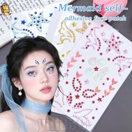 [Prim] 1/2/3Pcs Charming Mermaid Face Sticker  - DIY Self Adhesive Girl Kids Party Face Sticker - Fa