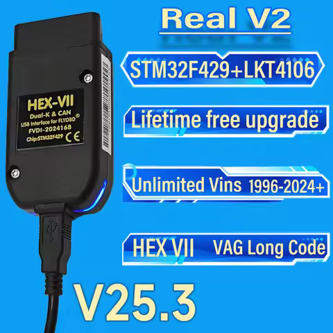 New HEX Real V2 Auto Scan Tools Unlimited VINs Vehicle Diagnostic COM VAG Coding STM32F429 V25.3 for