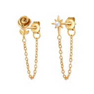 Tassel Asymmetric 925 Silver 18K Gold Earring
