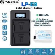 PALO Camera Battery LP-E8 LP E8 With LCD Charger for Canon EOS 550D 600D 650D 700D Kiss X4 X5 X6i X7