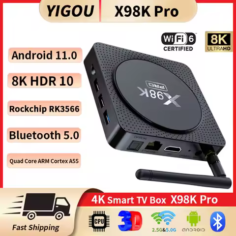 X98K Pro Smart TV Box New RK3566 Android 11.0 1000M LAN BT5.0 4GB 32GB 2.4G/5G Dual Wifi 8K 3D Media