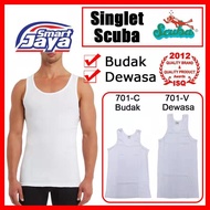 Singlet Lelaki Putih SCUBA Cotton/Singlet Budak Sekolah/Singlet Dewasa Cotton #701 (#-Ready Stock-#)