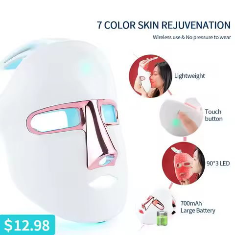 Wireless LED Facial Mask 7 Colors Light Photon Therapy Face Beauty Mask Skin Lifting Acne Wrinkles R