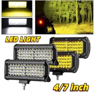 Yellow/White Light 4/7 Inch 144W Car LED Work Light Bar Spot Flood Beams Combo for Off-road SUV Truc