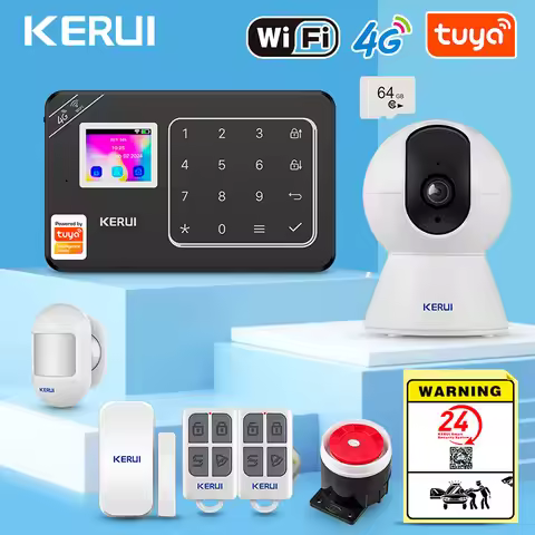 KERUI New Appearance W184 Home Alarm 4G /WiFi Alarm System Black Security Protection for House Tuya 