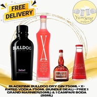Blackpink Bulldog Dry Gin 750ml + X-Rated Vodka 750ml (Bundle deal) + FREE 1 Grand Marnier(50ml) & 1