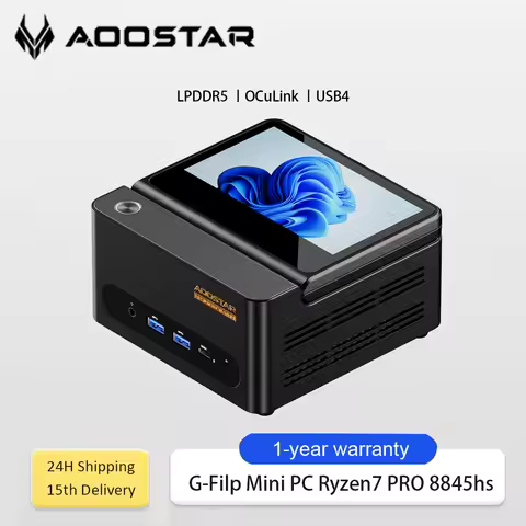 Aoostar G-FLIP Mini PC AMD Ryzen7 Pro 8845HS High-Performance Gaming Office Computer 5" Touchscreen