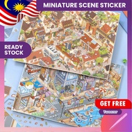 [KW] Nostalgic Days Stiker Landskap | Scene Sticker 3D A4 Penuh Warna, Journaling, Scrapbook & Hadia