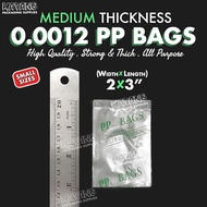 [100pcs] PP Bags 2x3, 3x4, 2 1/2x3, 2 1/5x4 (0.0012, 0.0018) for Repacking Plastic Bag