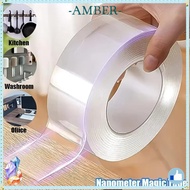 AMBER1 Nano Tape, Double-sided Strong Sticky Two Side Tape, Bathroom Accessaries Reusable Transparen