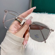 (-0~-400) Photochromic Myopia glasses, photosensitive color changing myopia glasses, polygonal anti 
