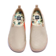 UIN รองเท้าแฟชั่นของผู้ชาย ผ้าใบพิมพ์ลาย Slip-On สีน้ำเงินรองเท้าเดินทาง