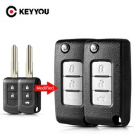 KEYYOU 2/3 Buttons Modified Flip Remote Key Shell Case For Mitsubishi Mirage Outlander ASX 2016  J166E Car Key MIT11R Bl