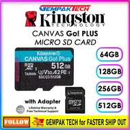 Kingston Canvas Go Plus Micro SD Card with Adapter (64GB/128GB/256GB) Class10 UHS-I U3 V30 A2