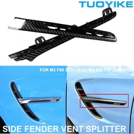 2PCS LHD RHD Car Styling Real Carbon Fiber Side Fender Fin Vent Splitter Trim Cover Sticker For BMW 