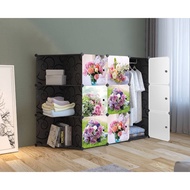 9 Cubes DIY Rack Plastic Storage Box Door Cartoon Cabinet Wardrobe Cupboard Organizer Hanger Almari Plastik Baju