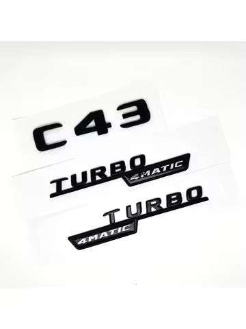 3D ABS Glossy Black Logo C43 Embelm Letters BITURBO 4MATIC Badge AMG Sticker For Mercedes Benz C43 W
