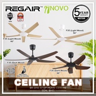 (NEW 2026) REGAIR INOVO F35 Ceiling Fan | DC Motor Ceiling Fan (Light Wood / Dark Wood) | 16 Speeds 