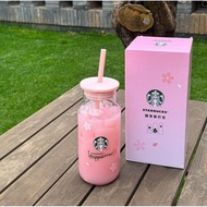 Starbucks Water Cup Starbucks Straw Cup 2025 New Style Pink Cherry Blossom Girl Heart Straw Cup Coff