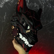 黑紅配色賽博朋克狐面具、賽博面具、黑色狐面具