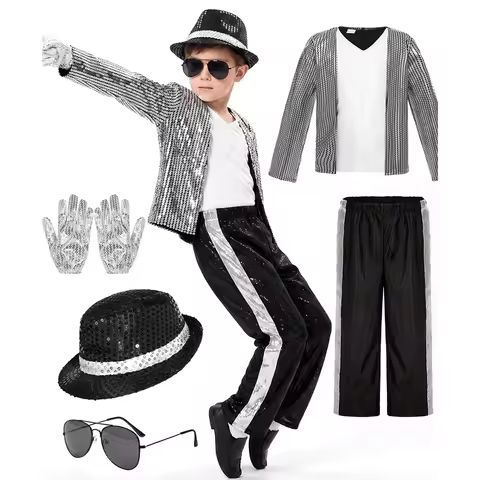 Michael Jackson Costume for Kids,Michael Jackson Cosplay Accessory Set for Performances Commemorativ