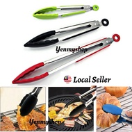 7/9/12 Inch Kek Silicone Food Tong with Stainless Steel Handle / Kitchen Silicone Tong / Food Clip