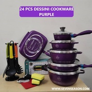 READY STOCK - 24 PCS Dessini Italy Non Stick Granite Cooking Pot Frying Pan Set Kitchen Cookware Periuk Rendang Dapur