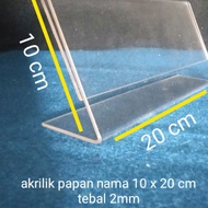 papan nama meja akrilik uk 10 x 20 cm tebal 2mm