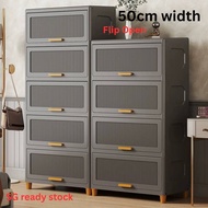 50cm Flip Cover Storage Cabinet/Stackable Plastic Drawer Organizer/2-6 tier Clothes Kitchen Toy Stor