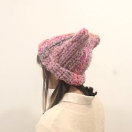 粉紅 編織貓耳毛帽