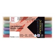 Kuretake MS-8400/6V Metallic Color Double-Headed Flat-Headed Marker 6 Colors A Box 2mm 3.5mm