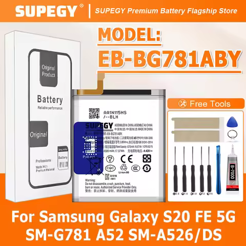 SUPEGY Brand New EB-BG781ABY 5500mAh Replacement Battery For Samsung Galaxy S20 FE 5G SM-G781 A52 SM