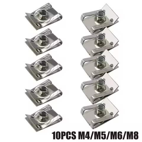 10pcs Stainless Steel U Type Clips with Thread M6 M5 M4 M8 8mm 5mm 6mm 4mm Reed Nuts for Car Motorcy